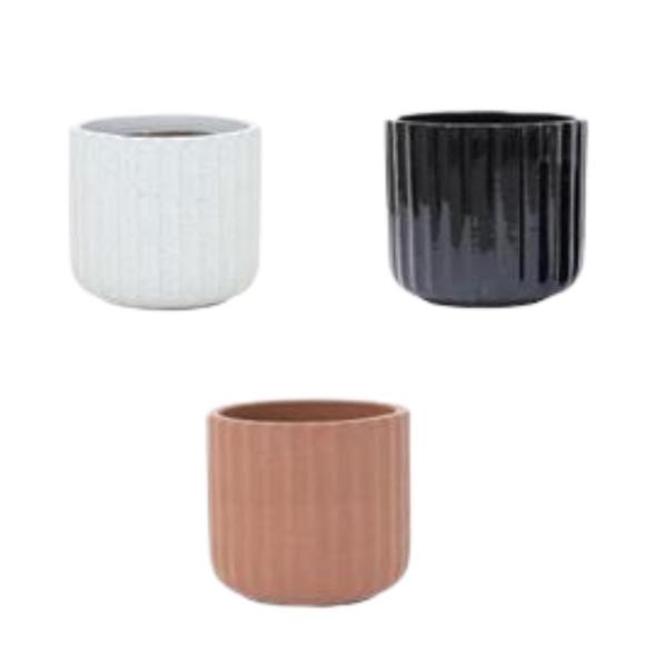 Round pot ribbel cream speckled