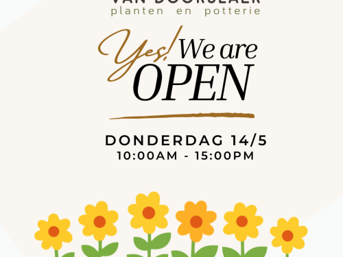 Open op hemelvaartdag 14/5