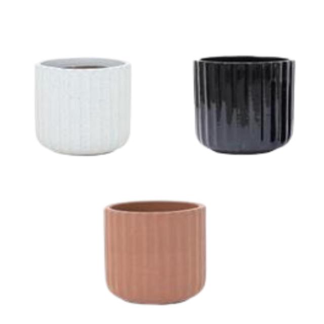 Round pot ribbel black